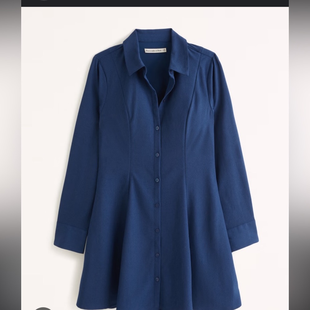 Abercrombie long sleeve blue crepe dress